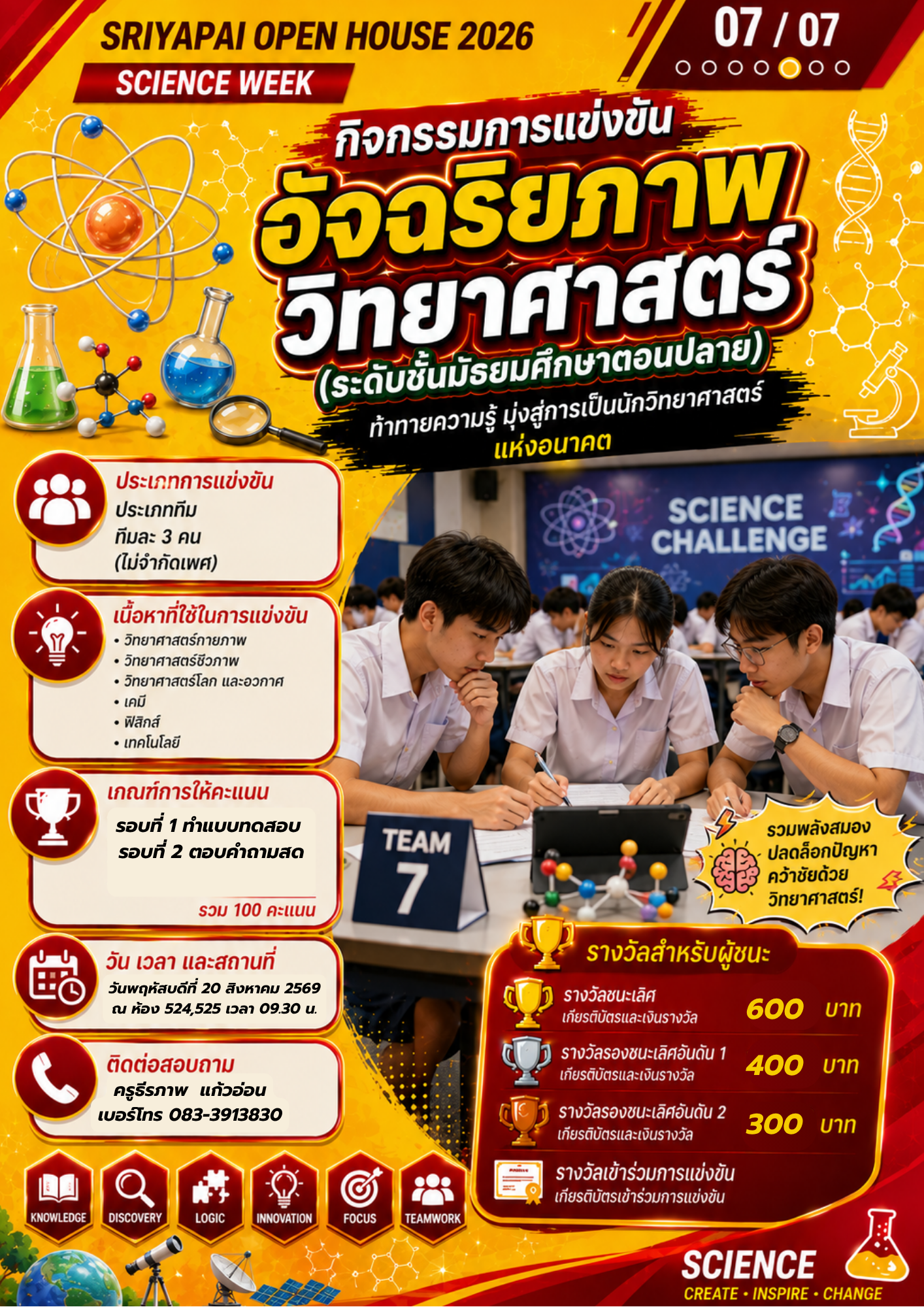 โปสเตอร์แข่งขันอัจฉริยภาพวิทยาศาสตร์ ระดับมัธยมศึกษาตอนปลาย